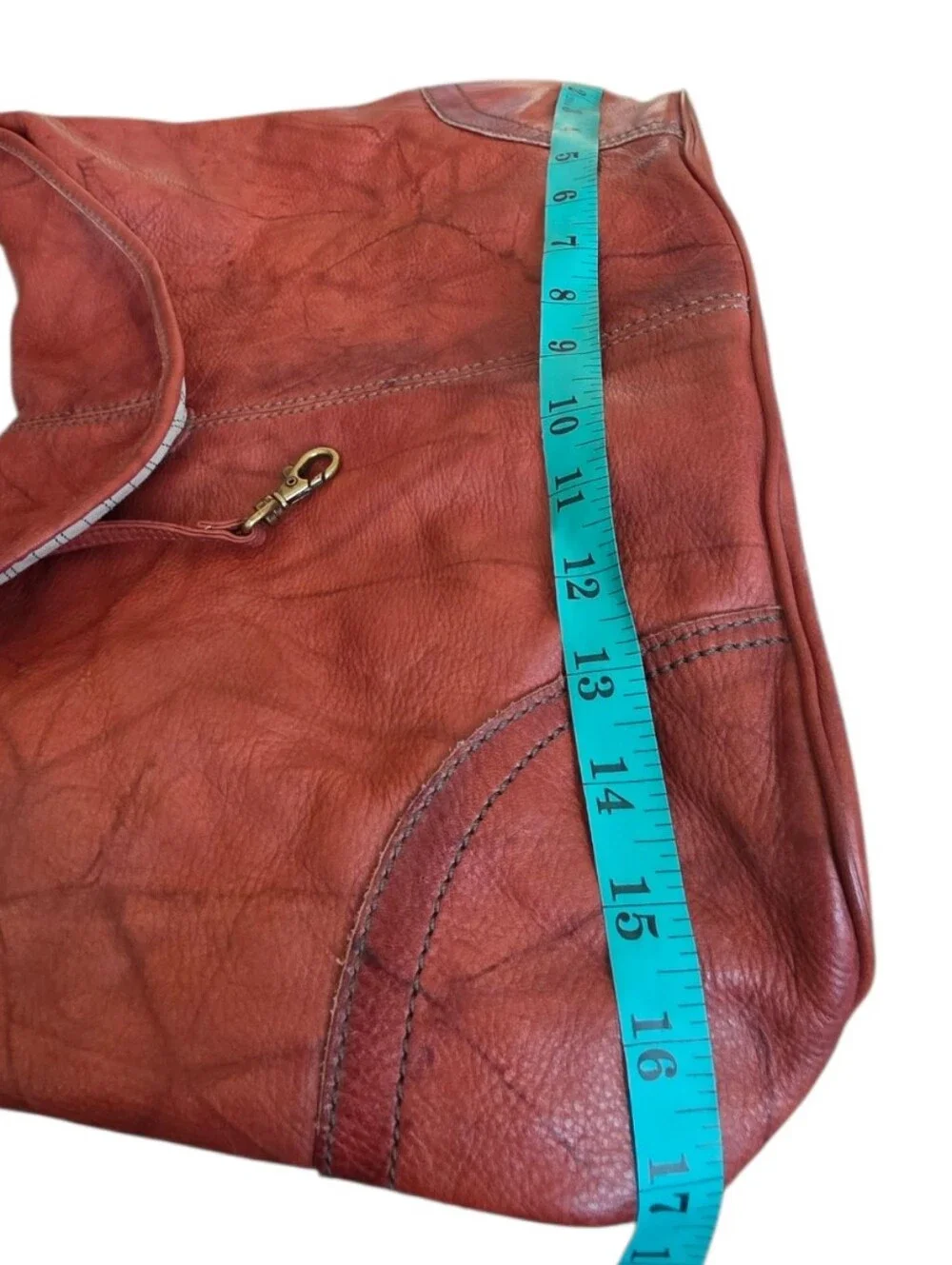Frye Campus Leather Hobo‎ Bag 34DB877 Vintage Brass Distressed Burnt Red